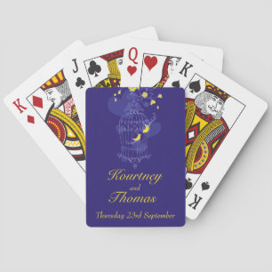 Hochzeitsnagel von Navy und Gelben Vögeln spielen  Spielkarten