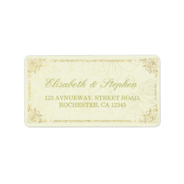 Hochzeitsnamensetikett für Gold Script Floral Fram Adressaufkleber
