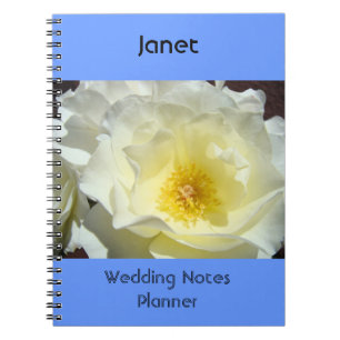 Hochzeitsnotizplaner Notizbuch Blaue Weiße Rose Notizblock