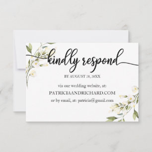 Hochzeitsonline UAWG creme White Floral RSVP Karte