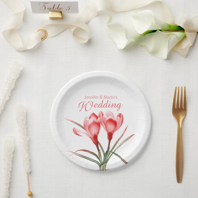 Hochzeitsorange-Krokuskunst mit Papierplatte Pappteller (Hochzeit)