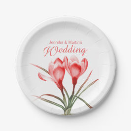 Hochzeitsorange-Krokuskunst mit Papierplatte Pappteller