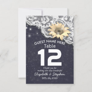 Hochzeitsort Tischnummern Lace Sonnenblumen Lichte