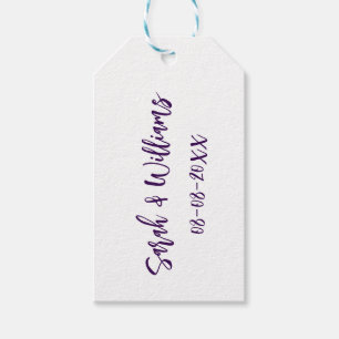 Hochzeitspaar. Datum des Namens lila einfach Geschenkanhänger