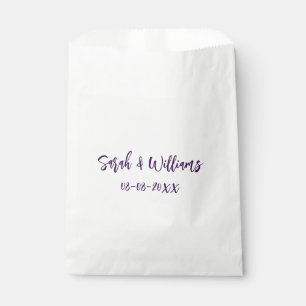 Hochzeitspaar. Datum des Namens lila einfach Geschenktütchen
