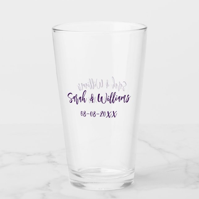 Hochzeitspaar. Datum des Namens lila einfach Glas (Vorderseite)