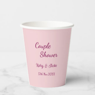 Hochzeitspaar Dusche rosa lila pastell Name Datum Pappbecher
