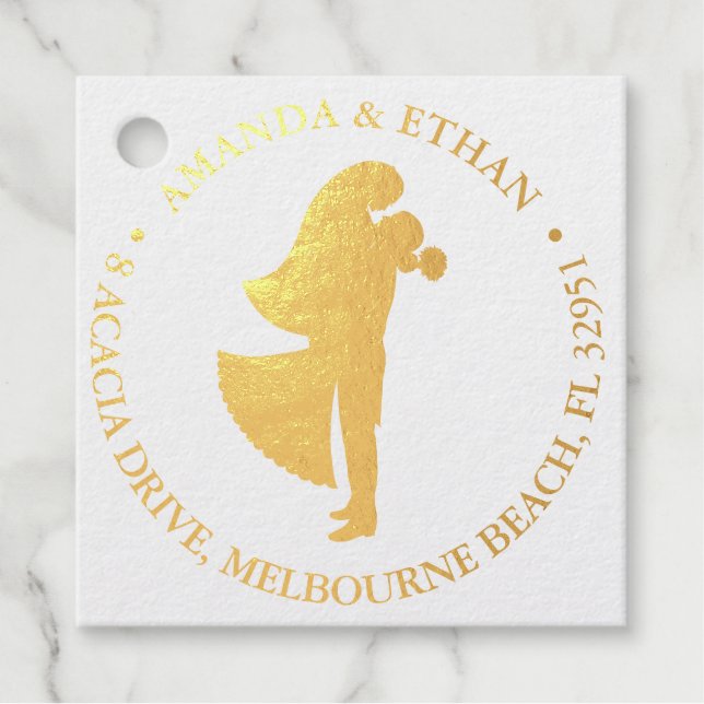 Hochzeitspaar Gold Thema Geschenkanhänger (Vorderseite)