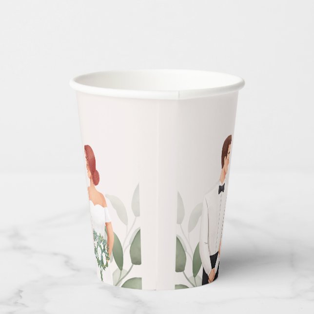 Hochzeitspaar-Illustration Papiertasse Pappbecher (Rechts)