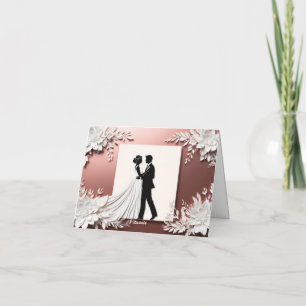 Hochzeitspaar mit romantischem Blumenschmuck umarm Dankeskarte