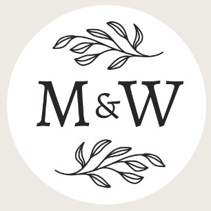 Hochzeitspaar-Monogramm Elegante Botanik Runder Aufkleber
