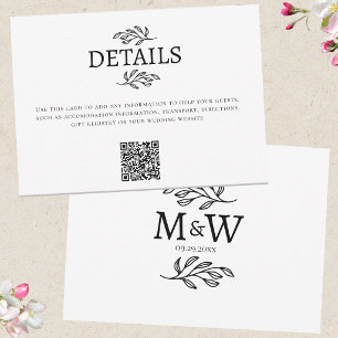Hochzeitspaar-Monogramm-Initialen-Details-QR-Karte RSVP Karte