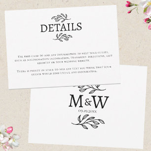 Hochzeitspaar-Monogramm-Initialen-Informationskart RSVP Karte