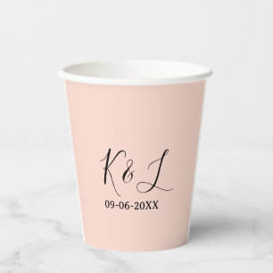 Hochzeitspaar Name Buchstabe Datum rote Pastell Hi Pappbecher