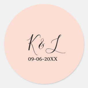 Hochzeitspaar Name Buchstabe Datum rote Pastell Hi Runder Aufkleber