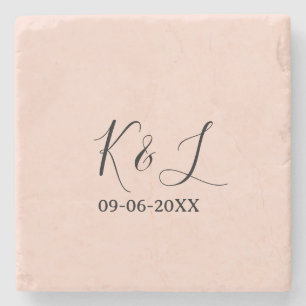 Hochzeitspaar Name Buchstabe Datum rote Pastell Hi Steinuntersetzer