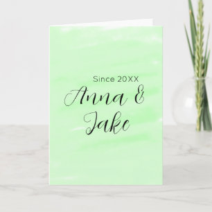 Hochzeitspaar Name Datum grün Wasserfarbe Pastell Karte