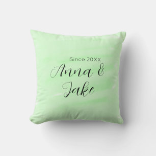 Hochzeitspaar Name Datum grün Wasserfarbe Pastell  Kissen