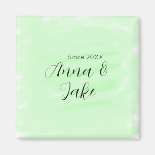 Hochzeitspaar Name Datum grün Wasserfarbe Pastell Magnet