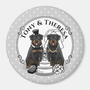 Hochzeitspaar Rottweiler Braut und Bräutigam Hunde Magnet