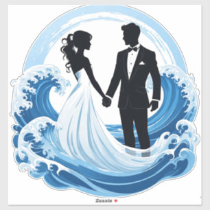 Hochzeitspaar Silhouette Hält Hände Für Paar Aufkleber