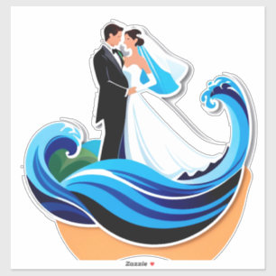 Hochzeitspaar-Silhouette Händchenhalten Aufkleber