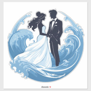 Hochzeitspaar-Silhouette Händchenhalten Aufkleber