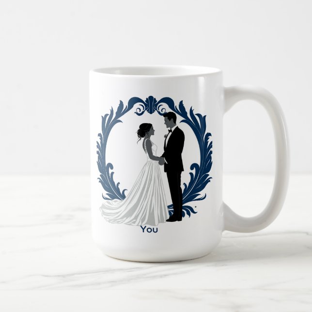 Hochzeitspaar-Silhouette Händchenhalten Kaffeetasse (Rechts)