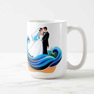 Hochzeitspaar-Silhouette Händchenhalten Kaffeetasse