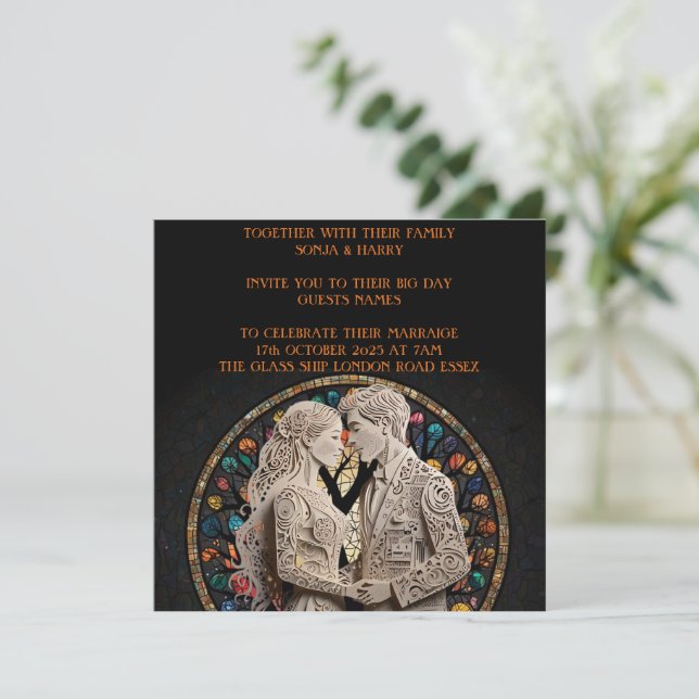 Hochzeitspaare personalisiert save the date (Stehend Vorderseite)