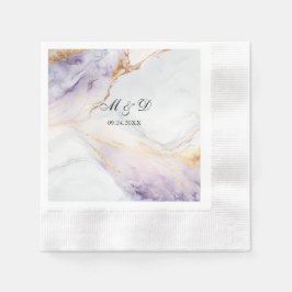 Hochzeitspapier aus lila und Goldmarmor Serviette