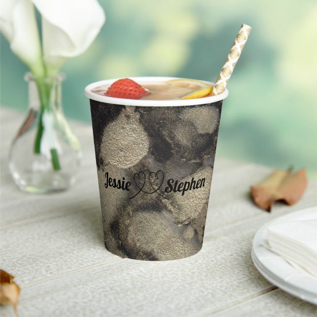 Hochzeitspapier Cup Black and Gold Tinten Pappbecher (In Situ)