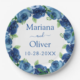 Hochzeitspapier für blaue Wasserfarben Pappteller