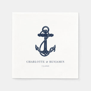 Hochzeitspapier für Navy Nautical Anchor Coastal Serviette