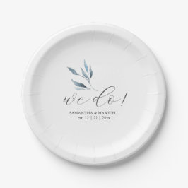 Hochzeitspapier-Teller Dusty Blue Botanicals Pappteller