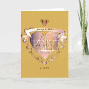 Hochzeitspapier und Goldenes Herz Karte