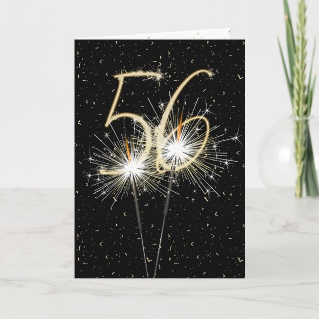 Hochzeitsparkler zum 56. Mal Karte (Vorderseite)