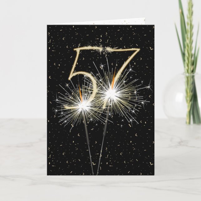 Hochzeitsparkler zum 57. Mal Karte (Vorderseite)