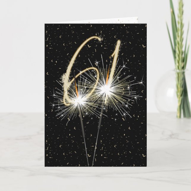 Hochzeitsparkler zum 61. Mal Karte (Vorderseite)