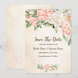 Hochzeitsparty Wasserfarbe Peach Weiße Blume Geret Save The Date