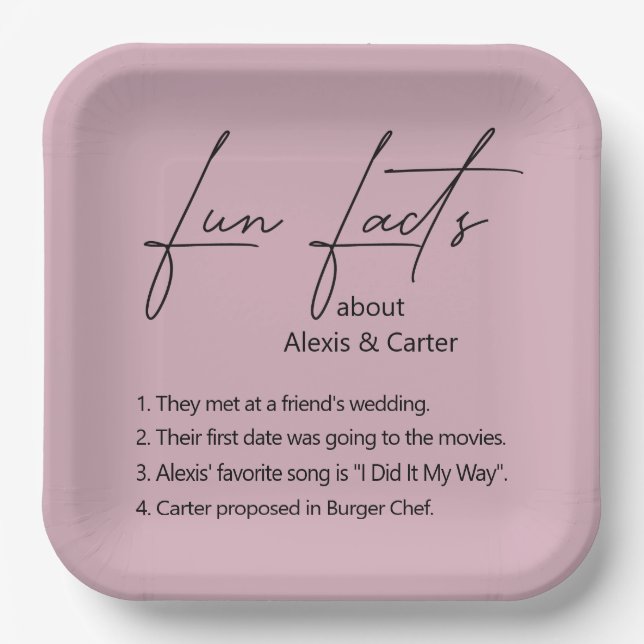 Hochzeitspass - Fakten zur Dusty-Rose Pappteller (Vorderseite)