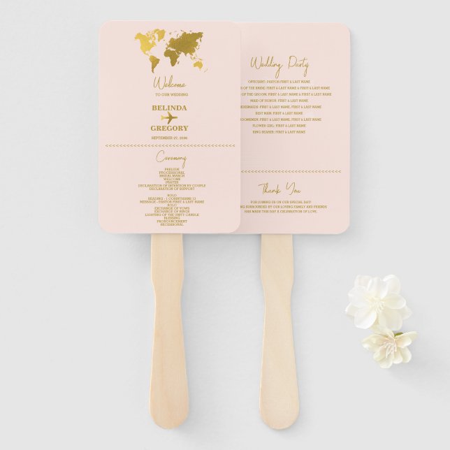 Hochzeitspass Rosa Gold Programm Fächer (Vorne und Hinten)