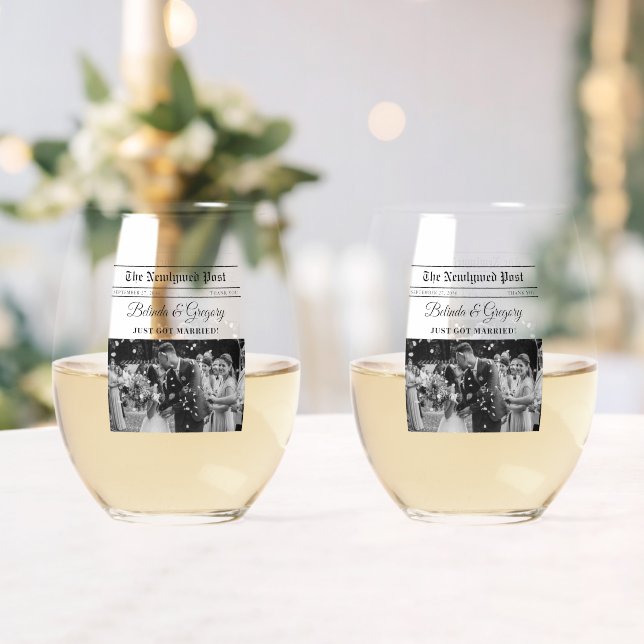 Hochzeitspass Schwarz-Weiß-Foto-Sake Weinglas Ohne Stiel (Insitu (Hochzeit))