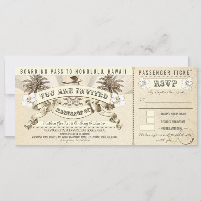 Hochzeitspass-Tickets für Boarding - Einladungen (Vorderseite)