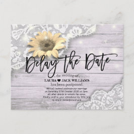 Hochzeitspause Verspätung des Datums Sonnenblume Ankündigungspostkarte