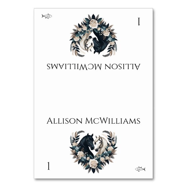 Hochzeitspferde in Liebe Tischnummer (Vorderseite)