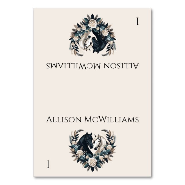 Hochzeitspferde in Liebe- Tischnummer (Vorderseite)