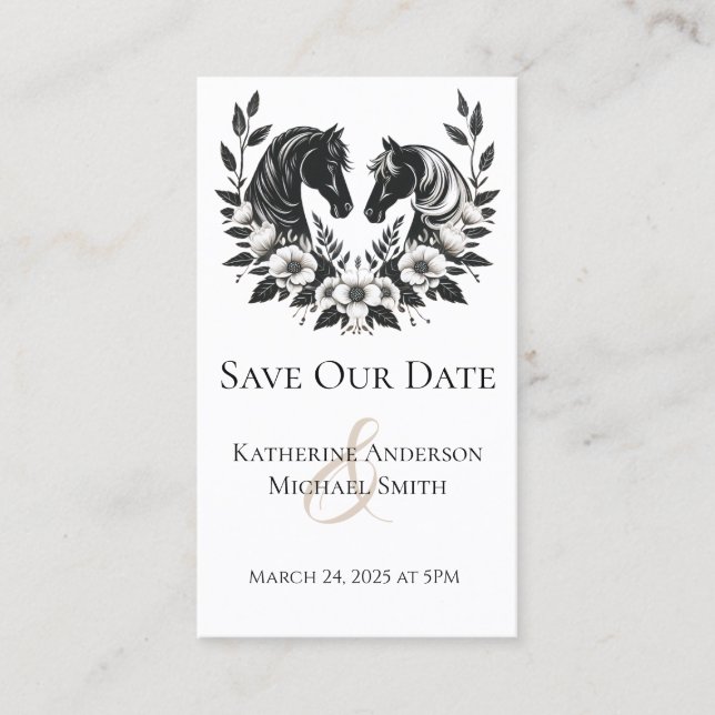 Hochzeitspferde und Blume Visitenkarte (Vorderseite)