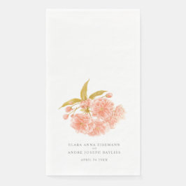 Hochzeitspfirsichbaum blüht Aquarellkunst Serviette