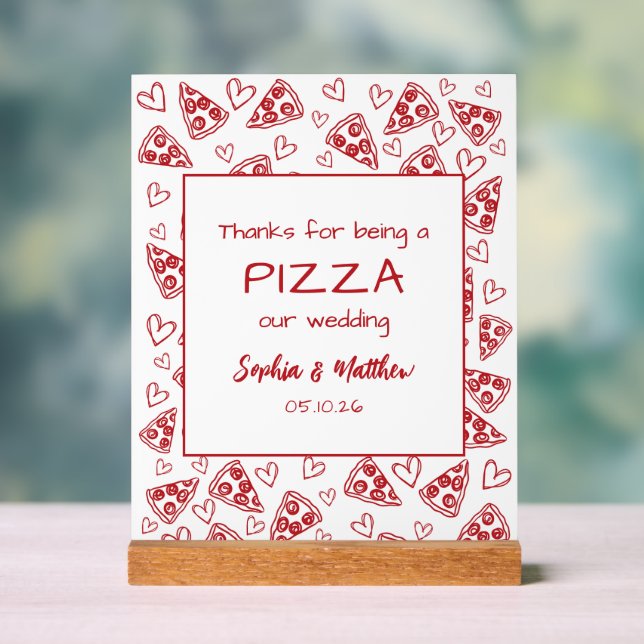Hochzeitspizza nach dem Party Rot Italienische Han Acrylschild (Neutral)